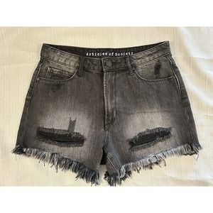 Articles of Society Womens Distressed Denim‎ Shorts, Black, Size 27 Exc Cond